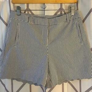 Anne Klein Women's Striped Shorts in Navy and White with Scalloped Hem